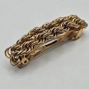 VINTAGE Gold Tone Twisted Metal Hair French Barrette Made in France